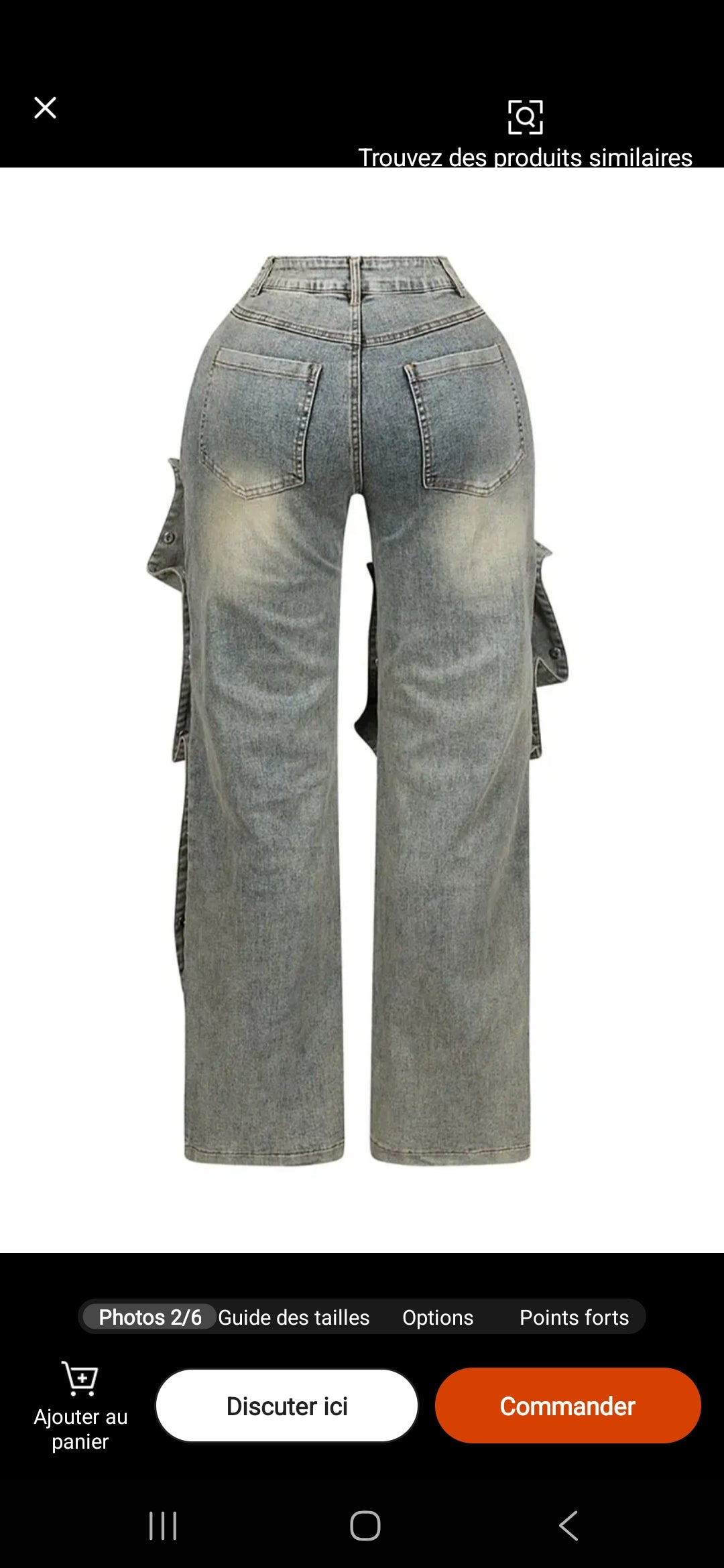 Jean Cargo Patchwork Taille Haute – Coupe Large