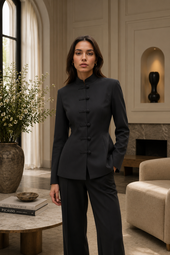 Blazer structuré col mao femme