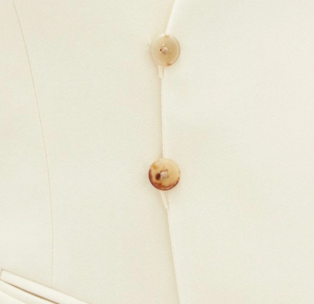 Gilet femme asymétrique crème