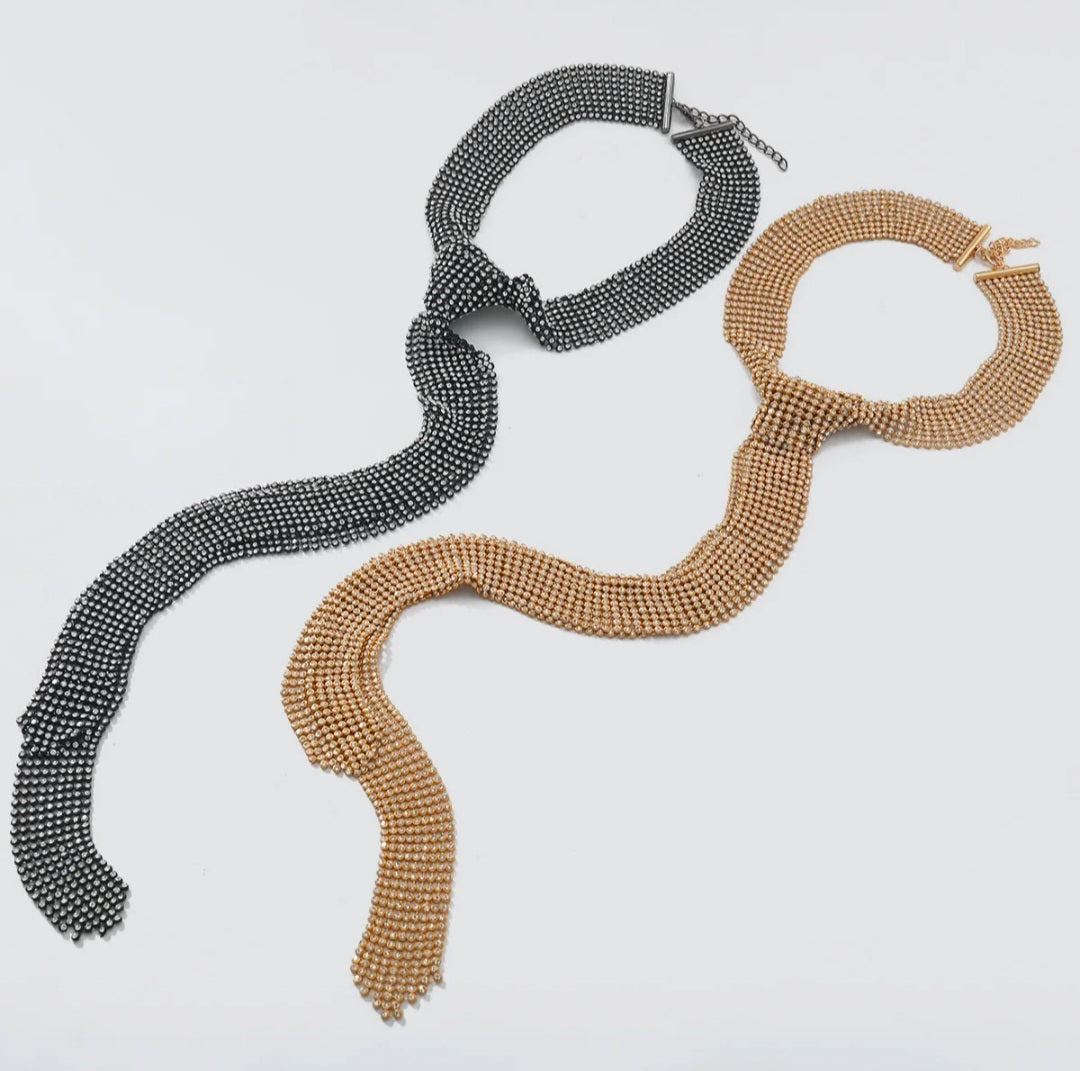 Collier cravate cristal strass
