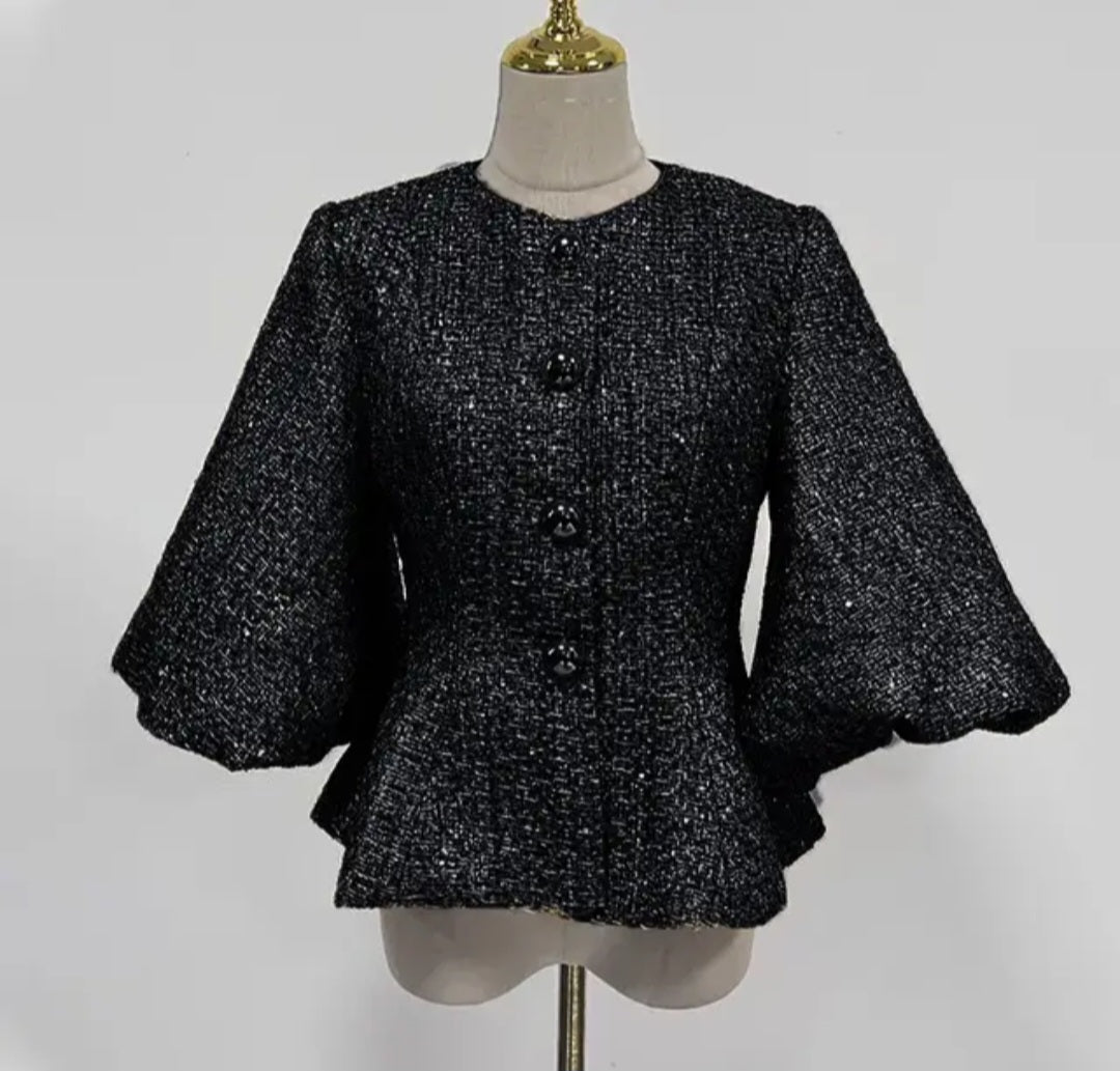 Veste manches gigot en mousseline