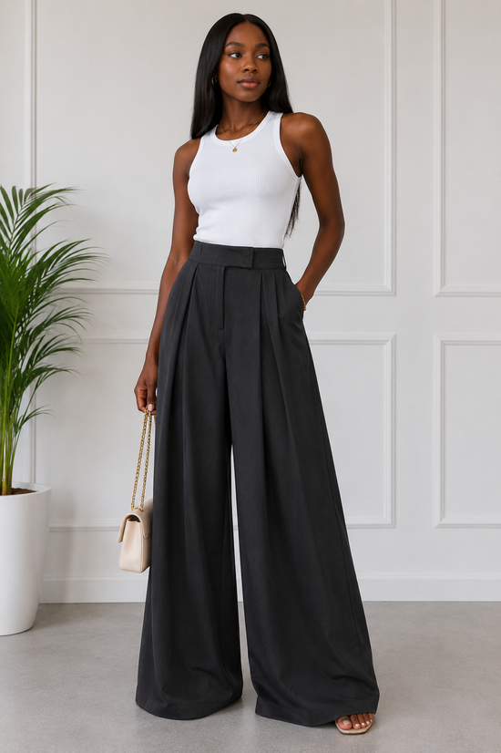 Pantalon Palazzo Taille Haute
