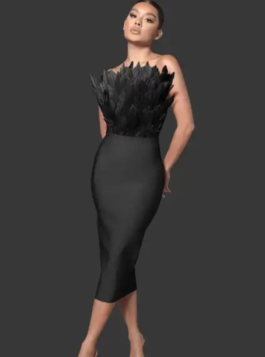 Robe de soirée plumes