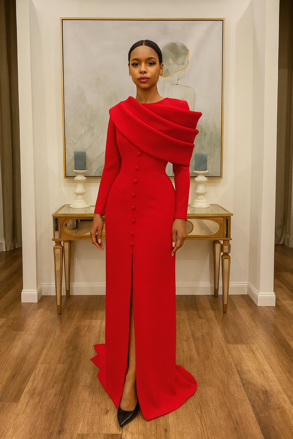 Robe longue rouge élégante