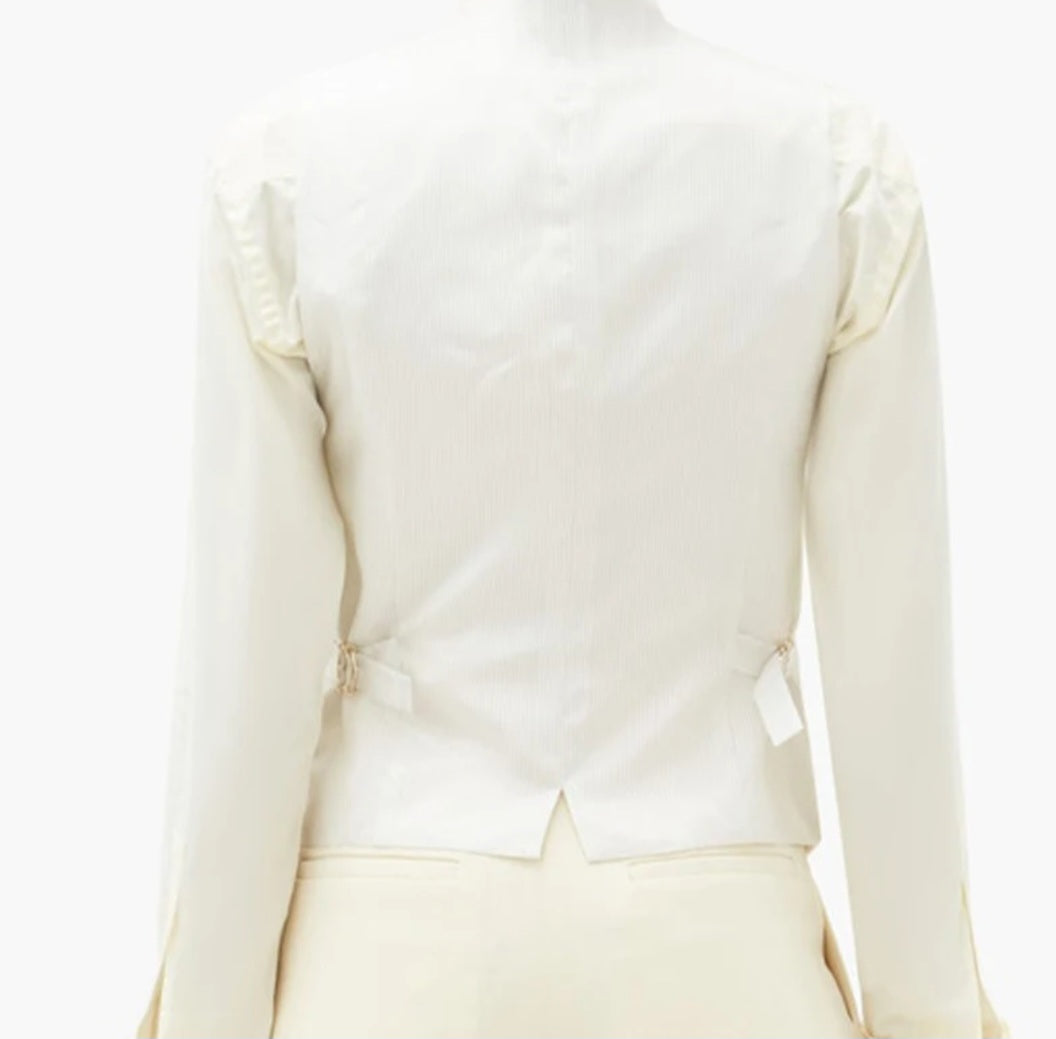 Gilet femme asymétrique crème