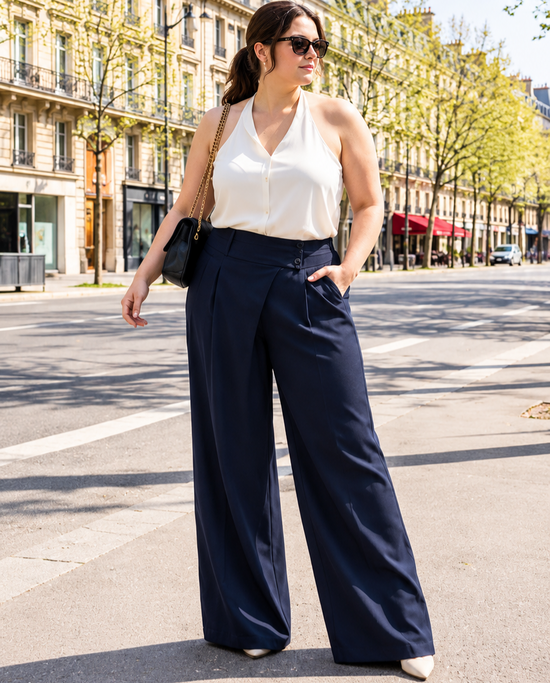 Pantalon fluide taille haute