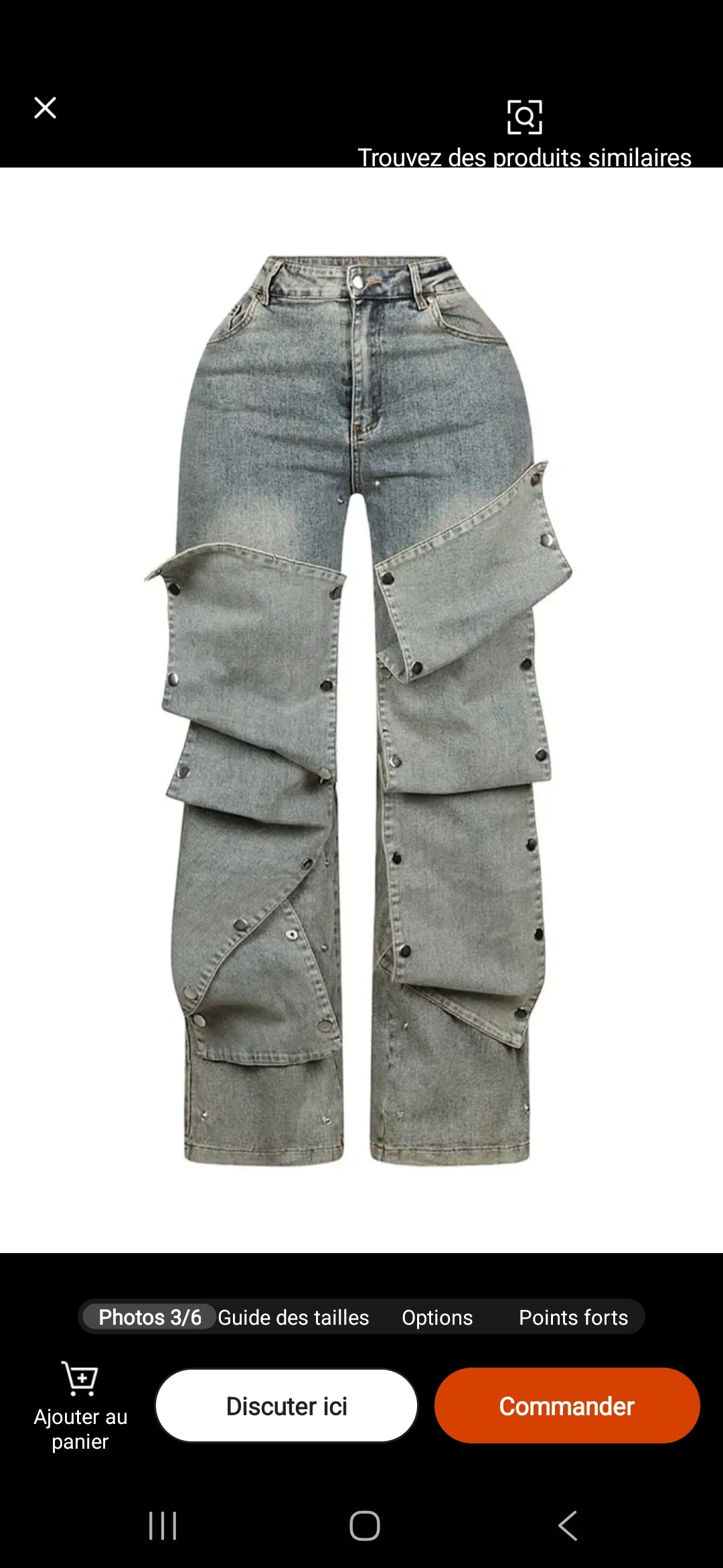 Jean Cargo Patchwork Taille Haute – Coupe Large