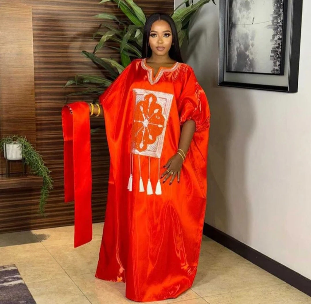 Robe Boubou Satin “Rouge Prestige”