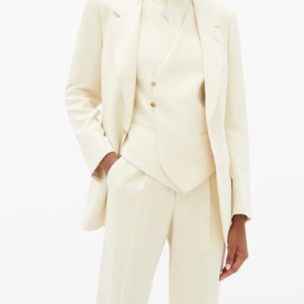 Gilet femme asymétrique crème