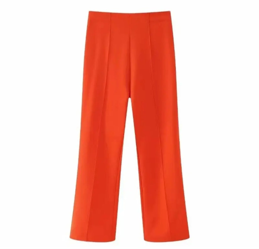 Pantalon tailleur crème taille haute – Coupe droite