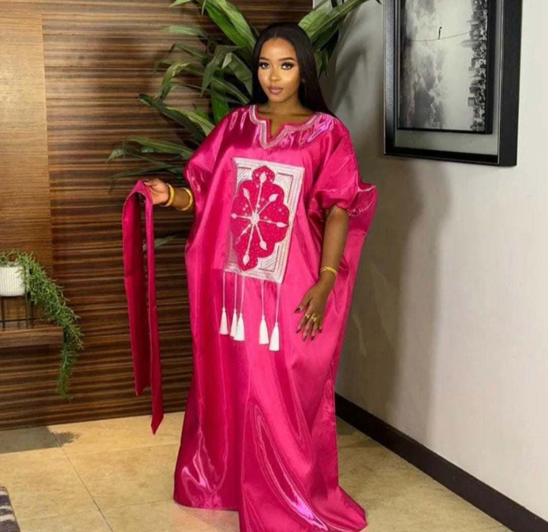 Robe Boubou Satin “Rouge Prestige”