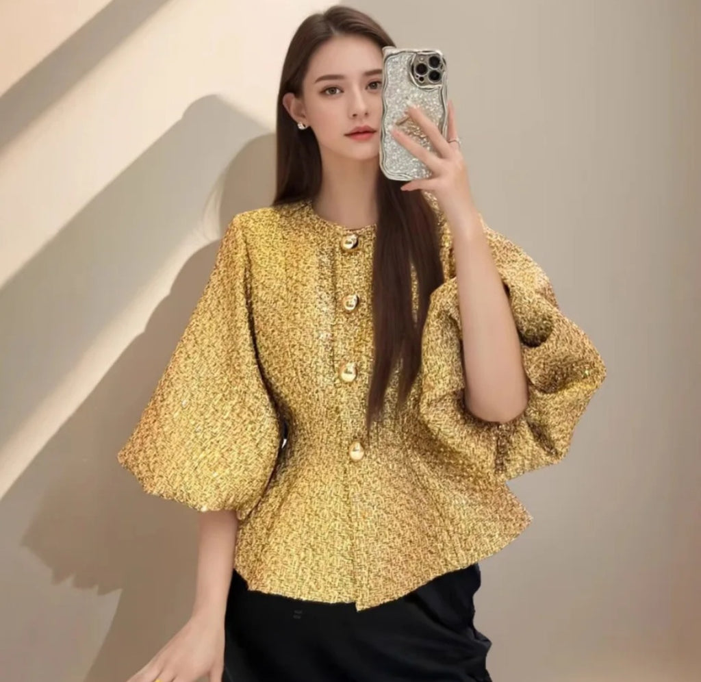 Veste manches gigot en mousseline