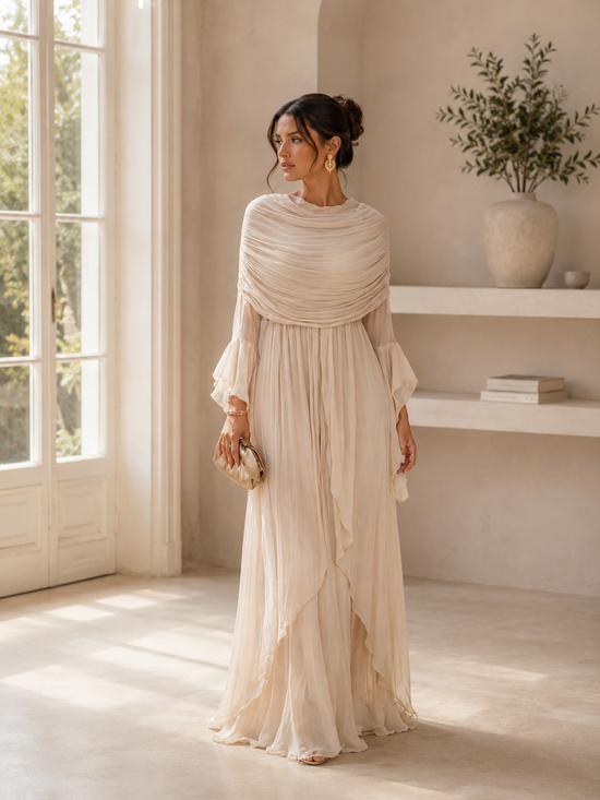 Robe longue drapée
