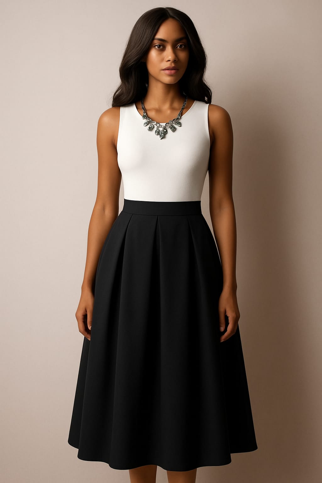 Jupe midi évasée en coton