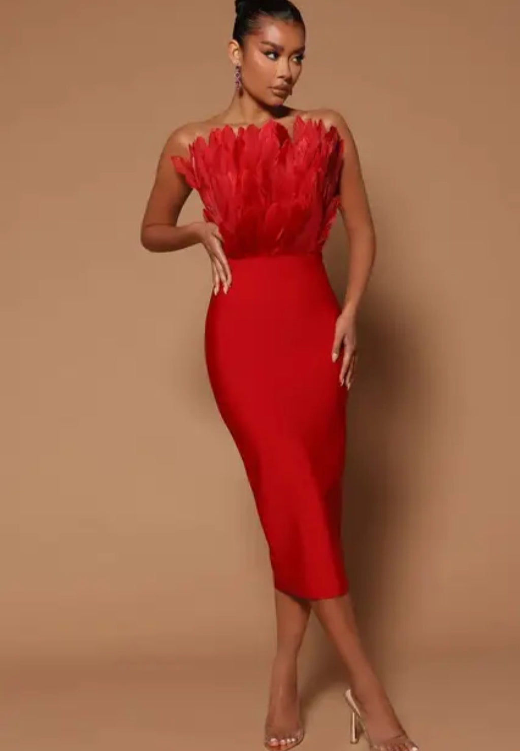 Robe de soirée plumes