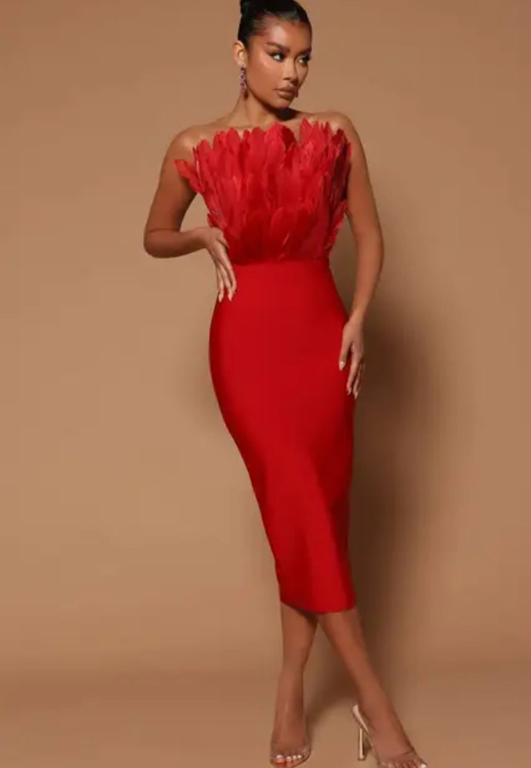 Robe de soirée plumes