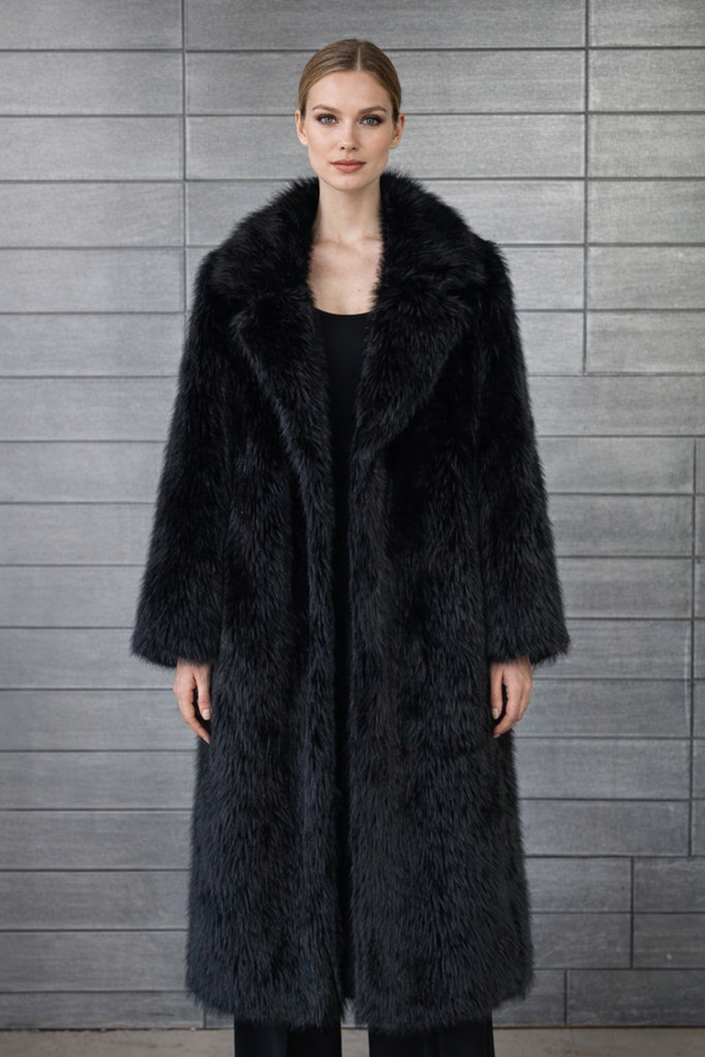 Manteau long en laine & soie