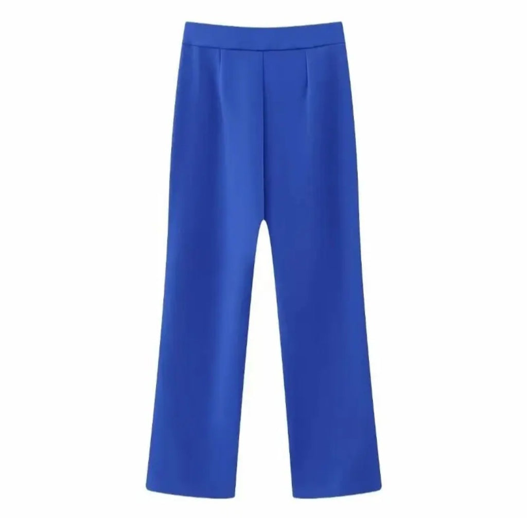 Pantalon tailleur crème taille haute – Coupe droite