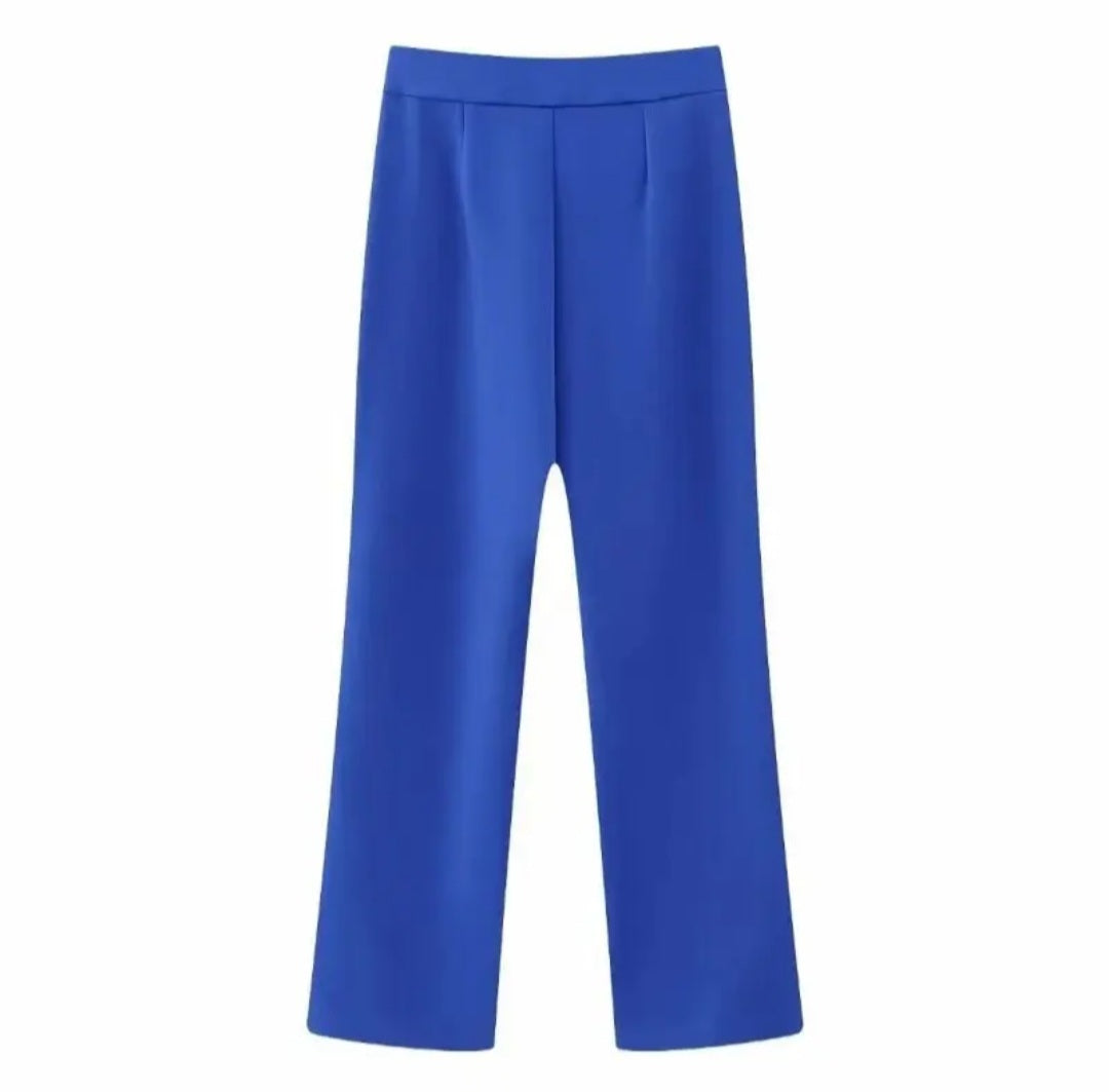 Pantalon tailleur crème taille haute – Coupe droite